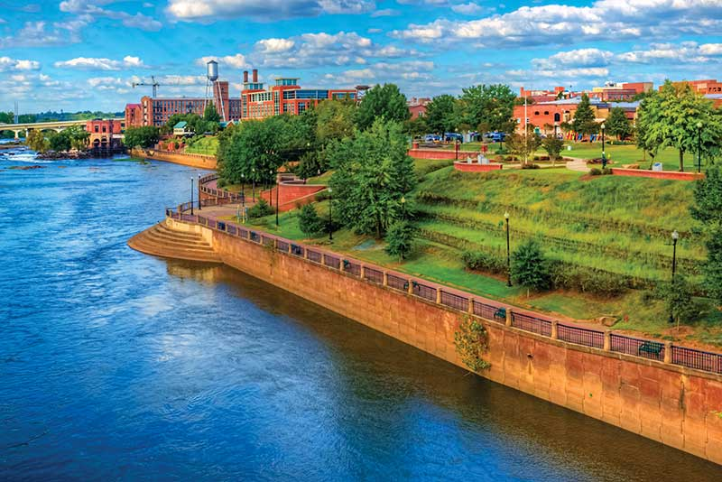 Columbus riverfront and RiverWalk